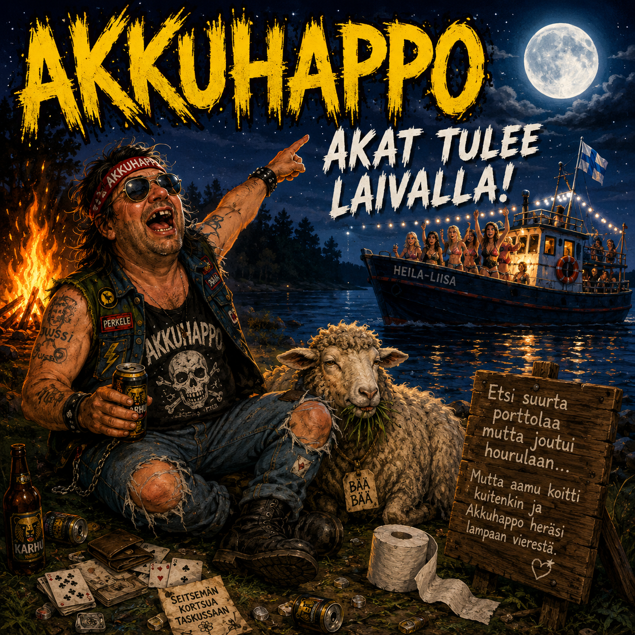 Akat tulee laivalla -biisin kansikuva