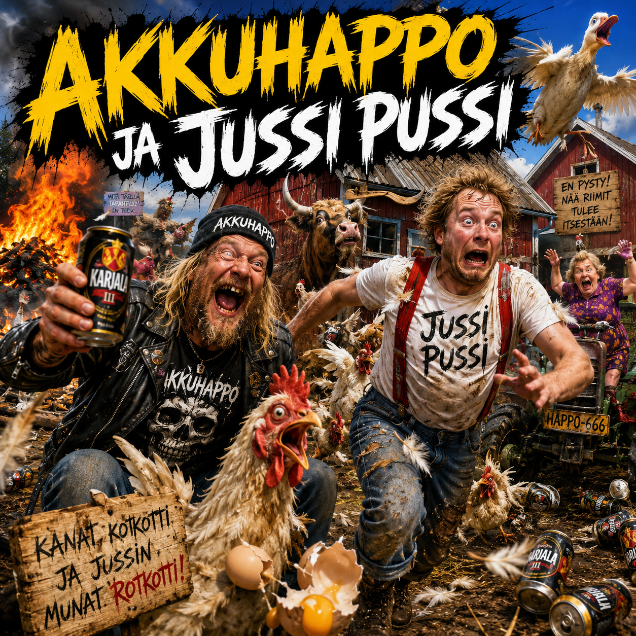 Akkuhappo ja Jussi Pussi -biisin kansikuva