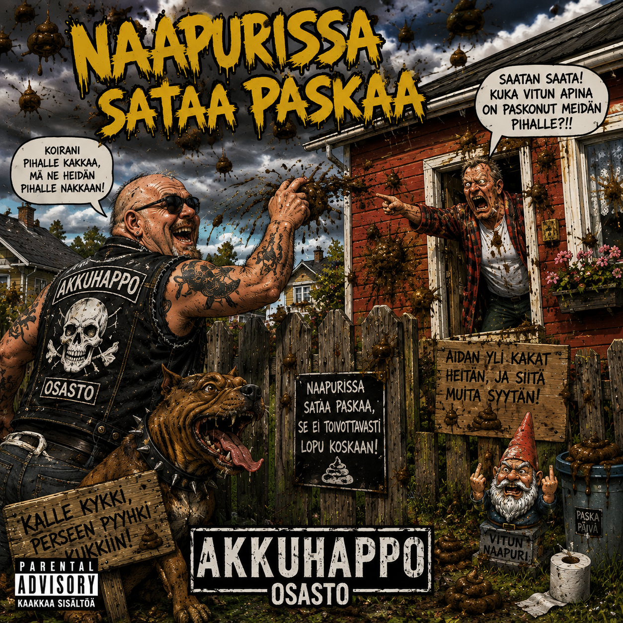 Naapurissa sataa paskaa -biisin kansikuva
